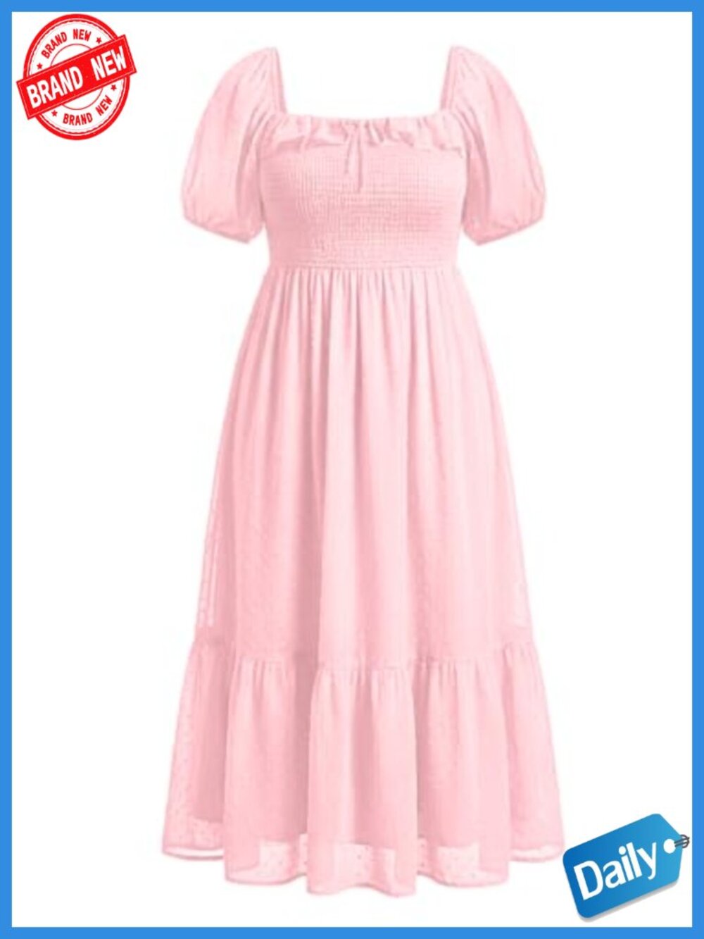 Plus Size Swiss Dot Maternity Maxi Dress Square Neck Puff Sleeve Boho